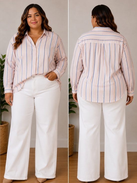 J. Jill Tops - J. Jill Pink Shirt with Blue and Brown Stripes